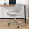 Modern Teddy Fleece Fabric Dining Chair With Chrome Legs, Soft And Comfortable - Gray - Image 4