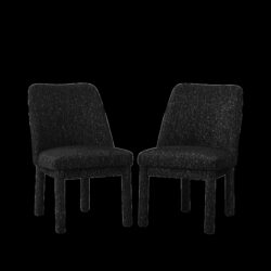 Dining Chair, High Curved Backrest (Set of 2) - Black / Gray