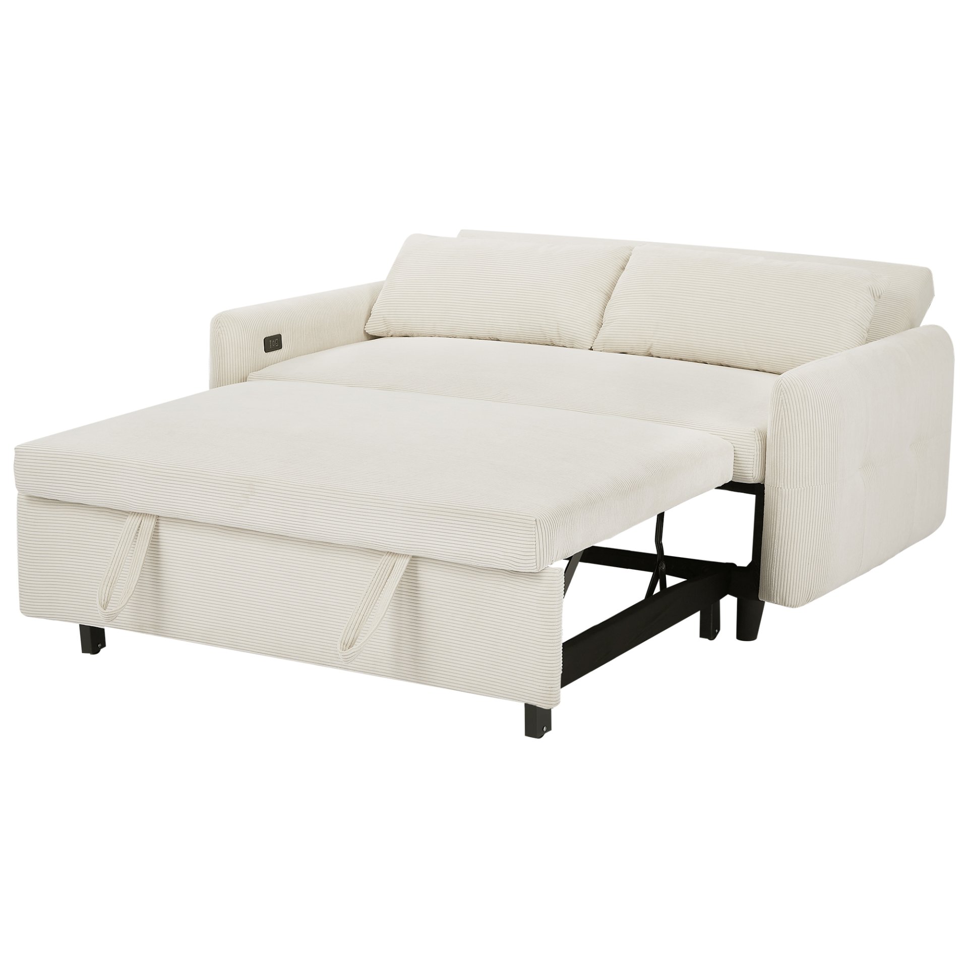 Pull Out Sofa Bed Convertible Couch 2 Seat Loveseat Sofa Modern Sleeper Sofa With 2 Throw Pillows And USB Ports For Living Room - Beige - Image 21