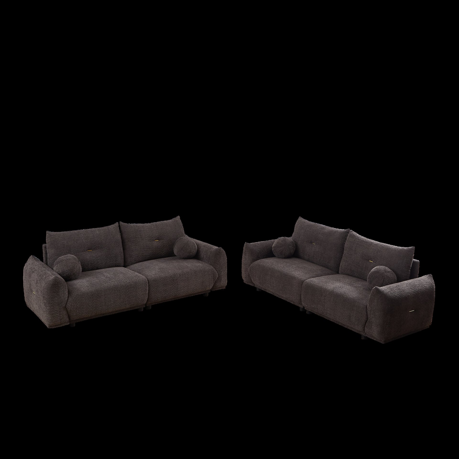 Lamb's Wool 2 Seater Cushion Sofa Comfortable Sofa For Living Room Bedroom And Other Casual Spaces Lamb's Wool Sofa With 2 Cushions And 2 Ball Pillows (Set of 2) - Gray - Image 22