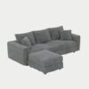 3 Seat Sofa, Deep Seat Couches With Soft Pillows And 1 Ottomans, Convertible Sofa Lounge Chair, For Living Room - Gray - Image 22