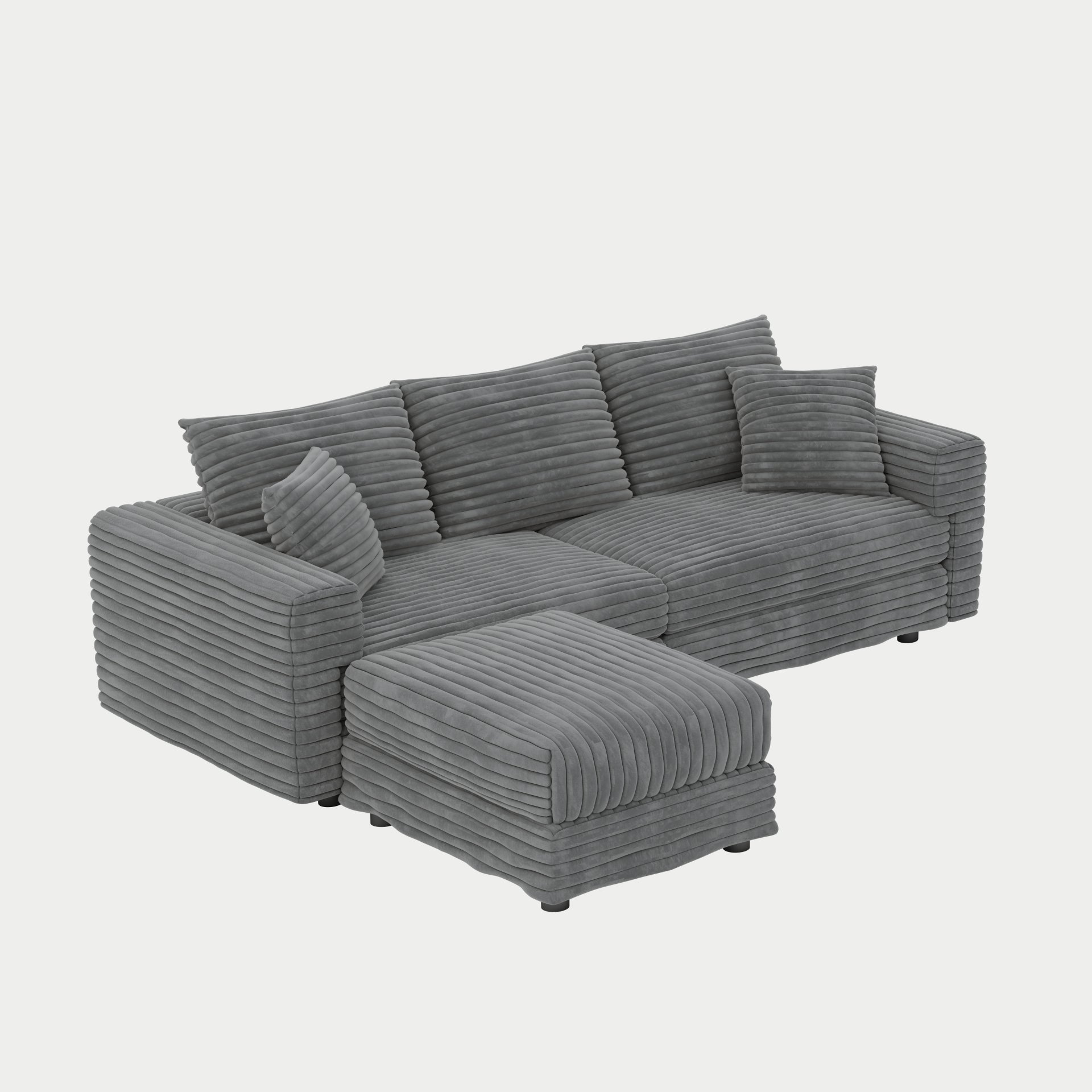 3 Seat Sofa, Deep Seat Couches With Soft Pillows And 1 Ottomans, Convertible Sofa Lounge Chair, For Living Room - Gray - Image 22