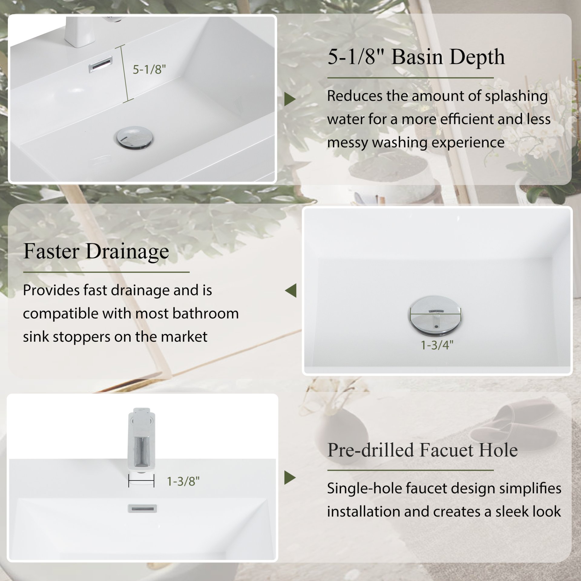 Freestanding Bathroom Vanity With Sink, Bathroom Storage Vanity Cabinet With Stone Resin Countertop And Soft Close Drawers - Glossy White - Image 5