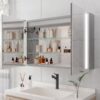 Bathroom Medicine Cabinet With Lights, LED Medicine Cabinet With Mirror, Double Door Lighted Medicine Cabinet With Defogger, Dimmer, Surface Mount - Silver - Image 8