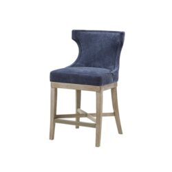 Carson - Counter Stool With Swivel Seat, Wingback - Navy