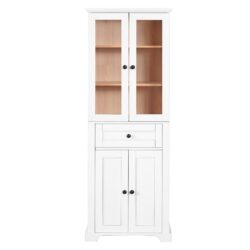 Bathroom Storage Cabinet, Adjustable Shelves & Drawer, Freestanding Linen Tower - White
