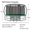 12Ft Recreational Kids Trampoline With Safety Enclosure Net & Ladder, Outdoor Recreational Trampolines - Green - Image 3