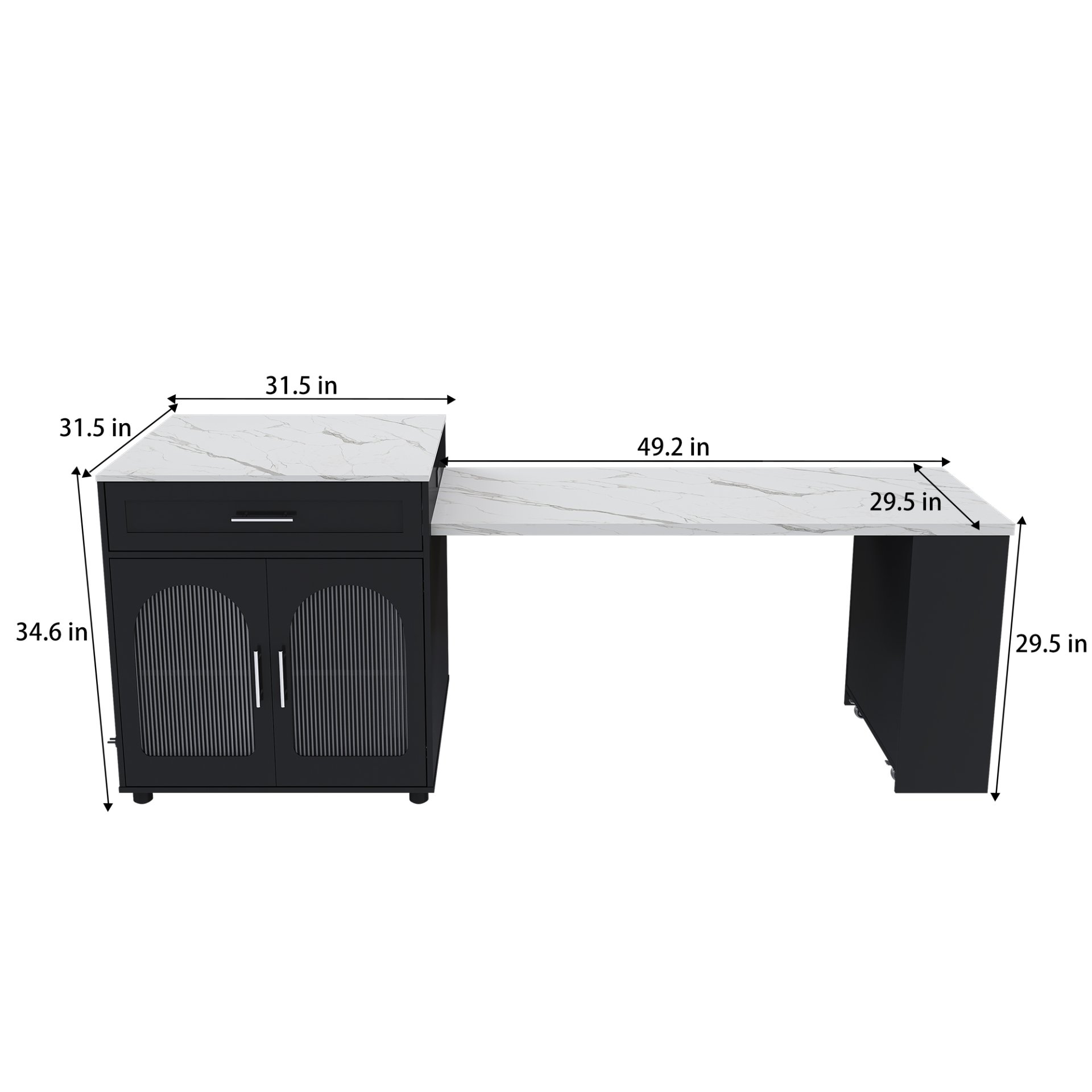 Expandable Kitchen Island With Dining Table - Black - Image 7