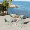 2 Pack Lounge Chair Set With Folding Square Table - Khaki / Pale Green / White - Image 12