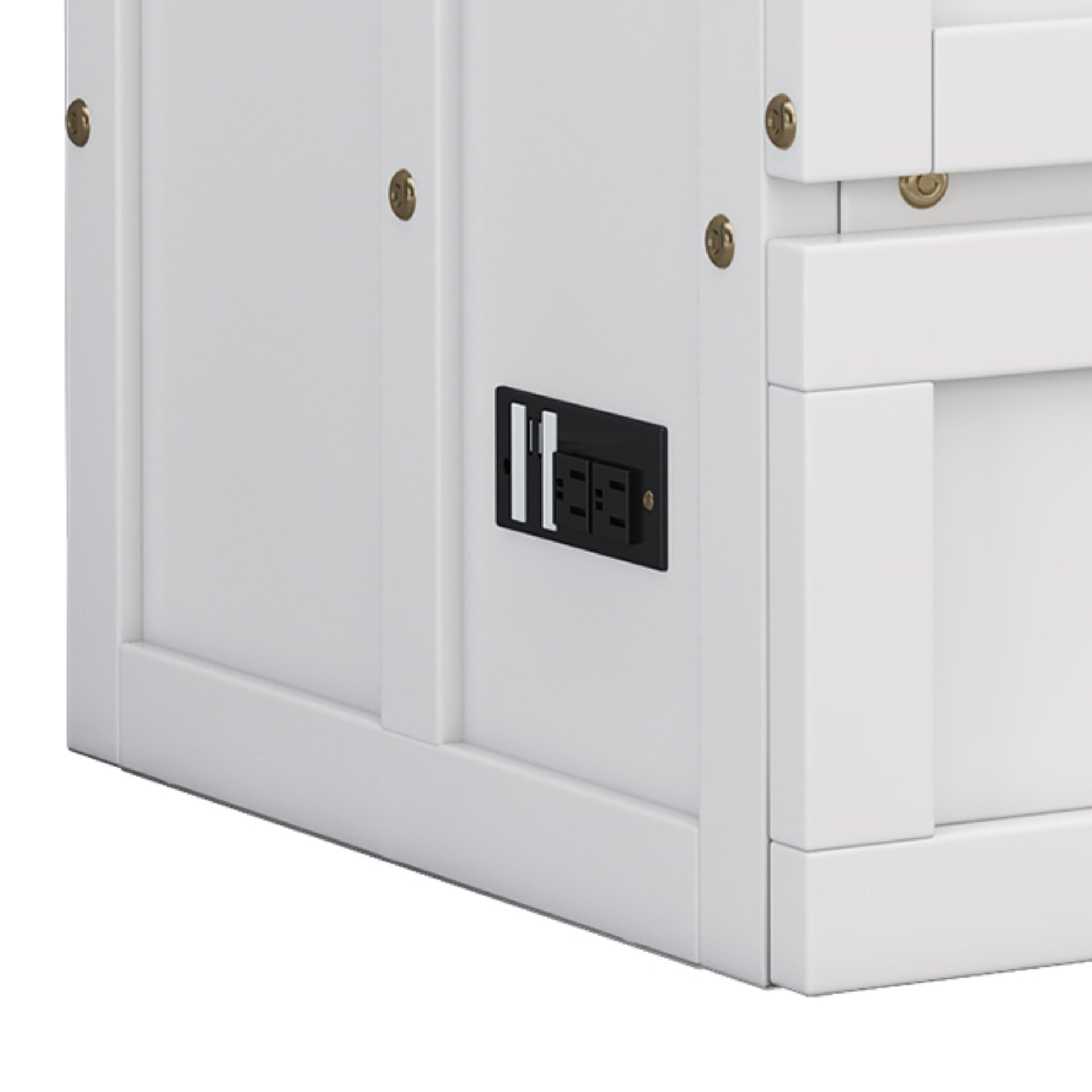 Full Solid Pine Murphy Bed Chest With Charging Station And Large Storage Drawer For Home Office Or Small Room - White / Walnut - Image 9