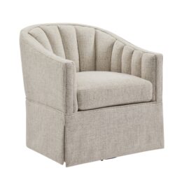 Solitude - Skirted Swivel Accent Chair - Ivory