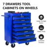 Rolling Metal Tool Chest With 7 Drawers, 20" Steel Storage Cabinet With Ball Bearing Slides - Black / Blue - Image 4