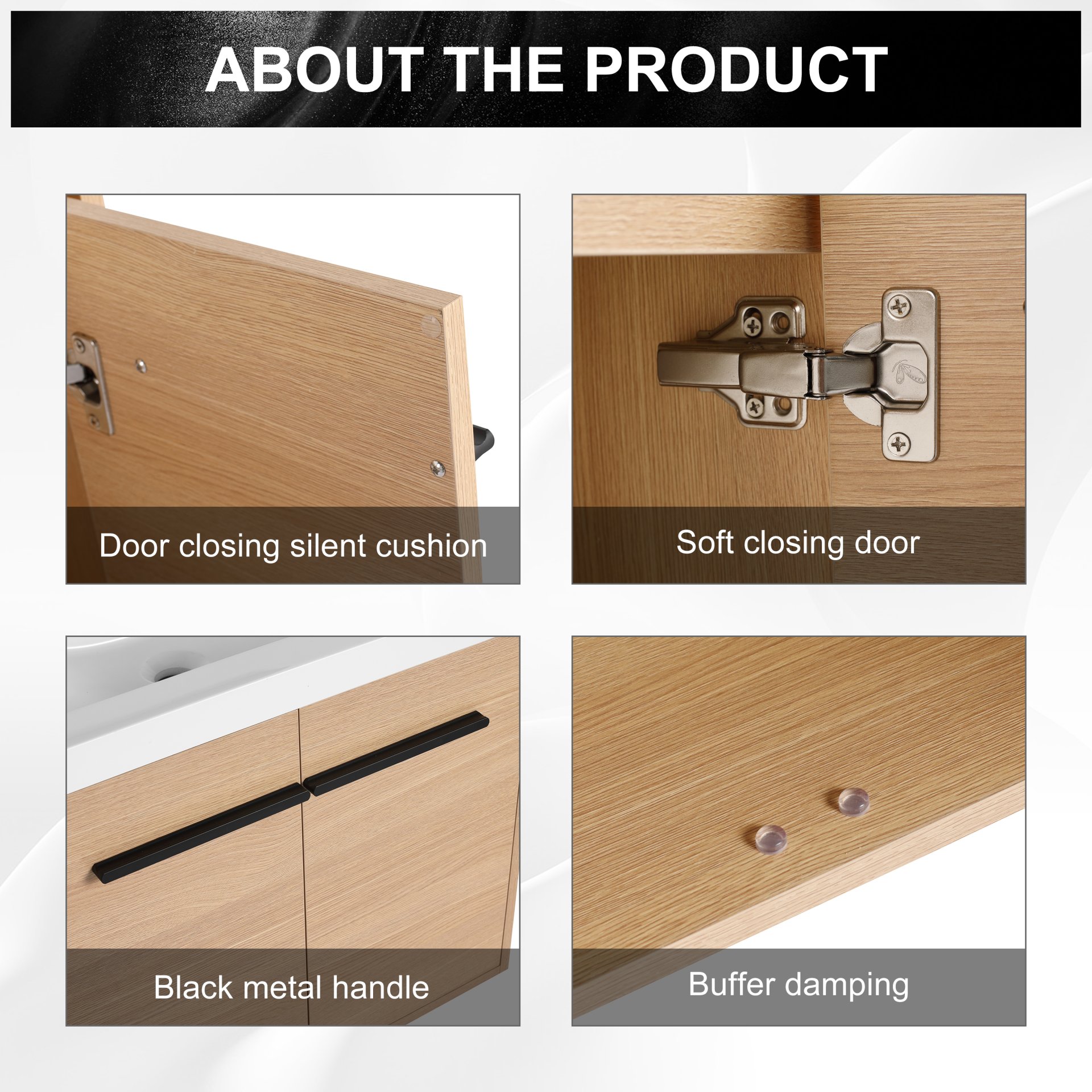 Bathroom Vanity Set With Resin Countertop Sink, 2 Doors - Oak - Image 11