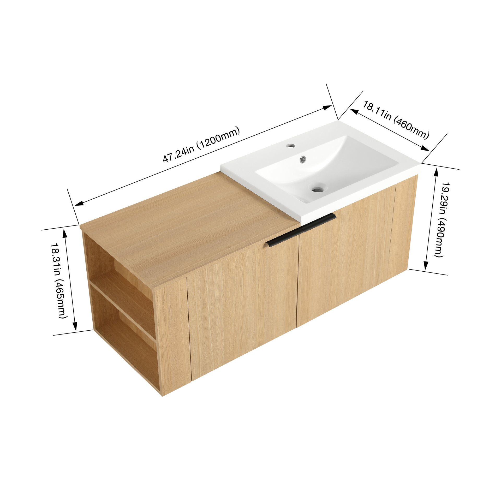 Modern Bathroom Vanity Sink Combo With Ample Storage - Oak - Image 3