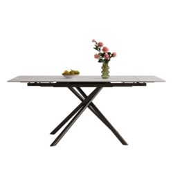 Retractable Dining Table With Carbon Steel Legs, For 6 - 8 Seats - White