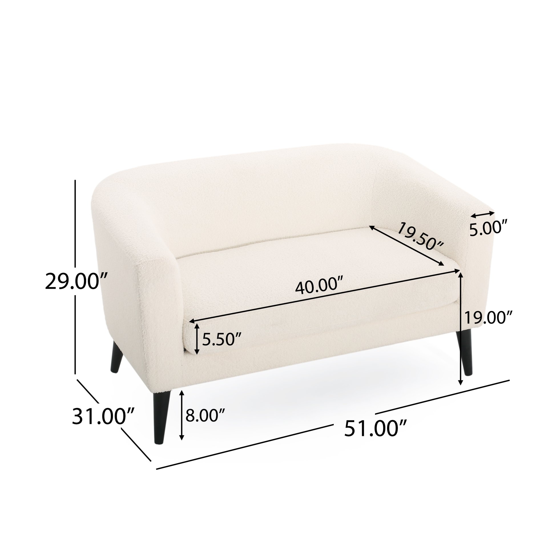 Modern Design Style Loveseat - White - Image 3