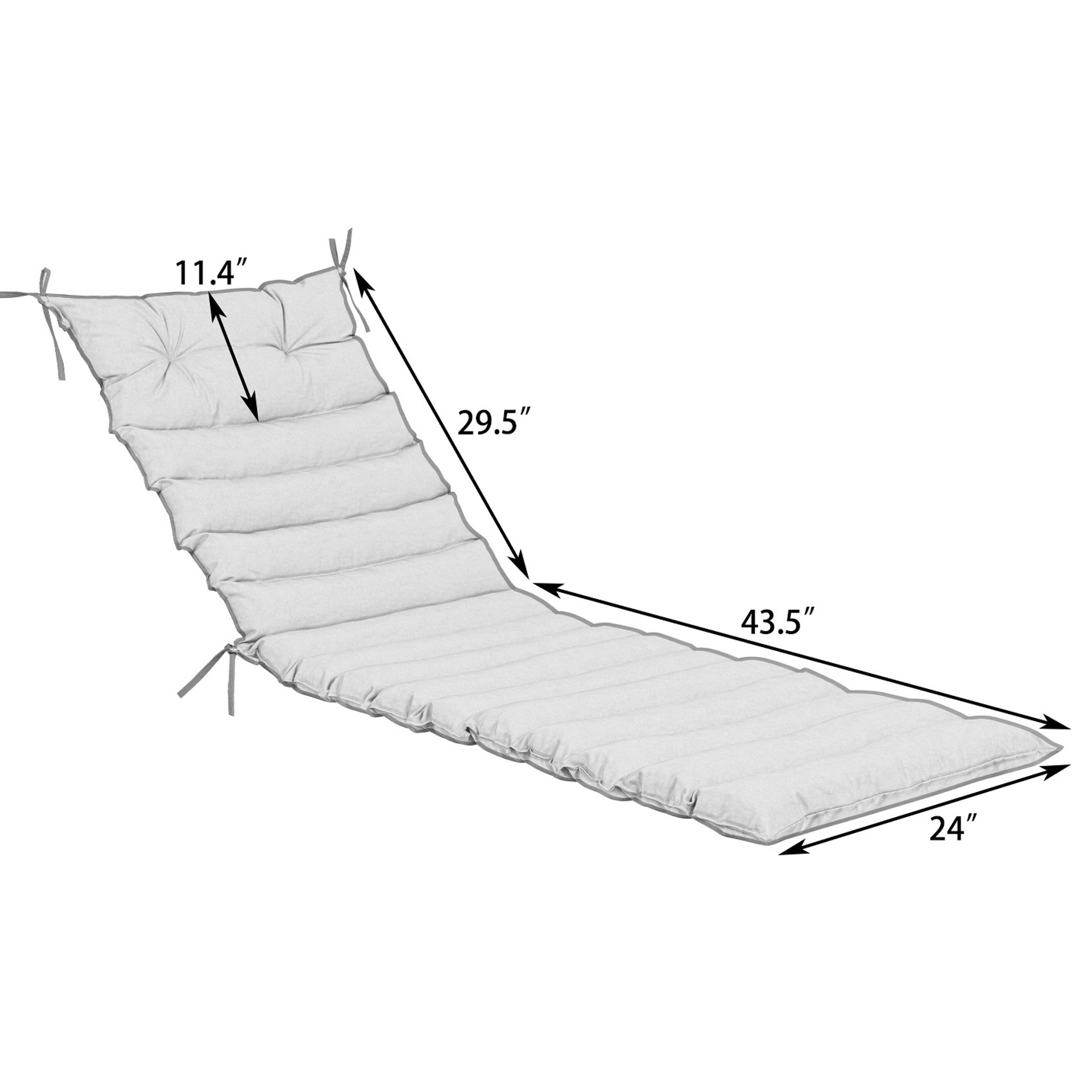 2 Piece Outdoor Chaise Lounge Cushion Set, Replacement Cushions For Patio - Gray - Image 3