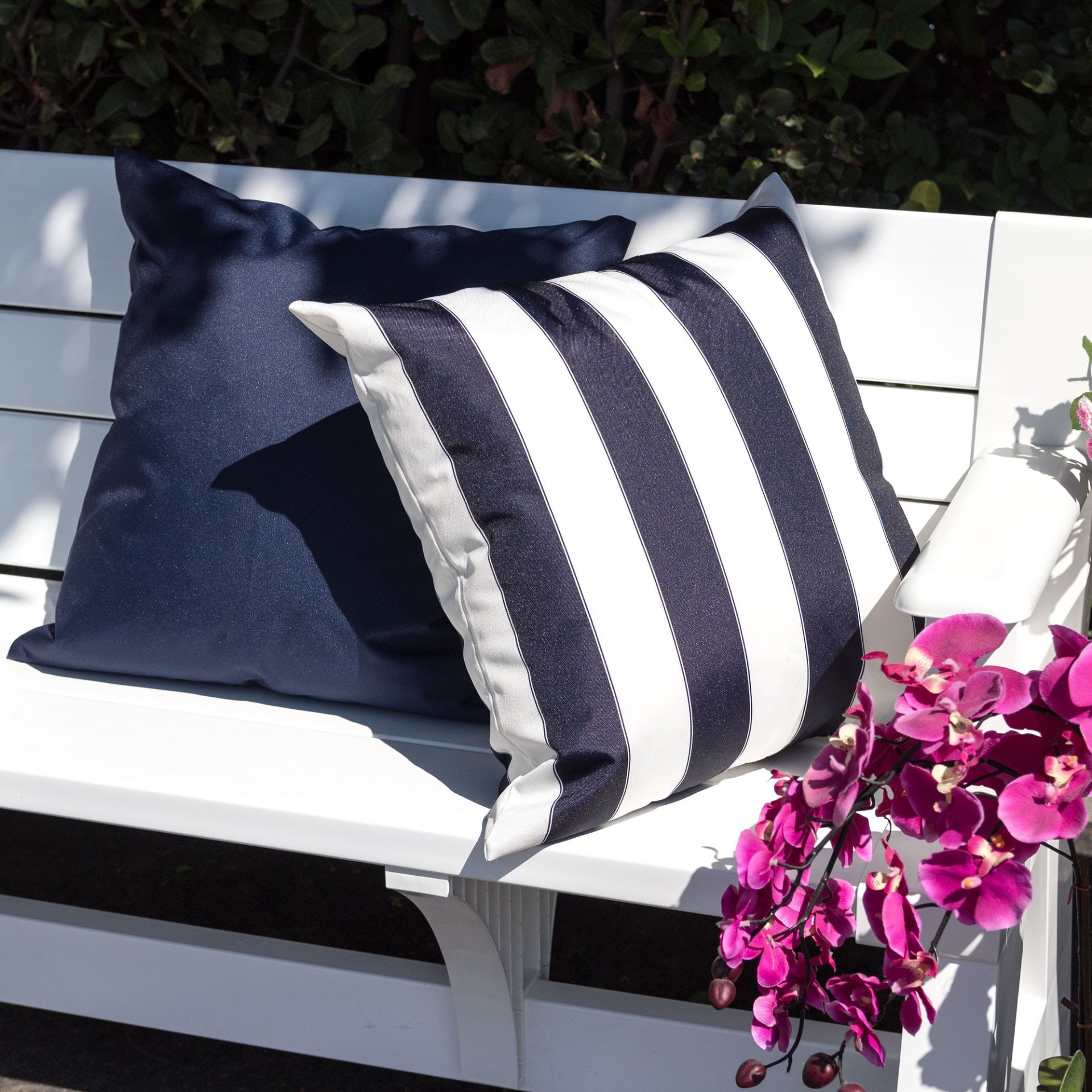 Horizon Stripe Pillow Indoor Outdoor Use - Navy - Image 2