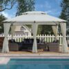 13 X 10 Outdoor Patio Gazebo Tent With Ventilated Double Roof And Sidewall (Detachable Curtains On All Sides), For Lawn, Garden, Backyard, And Deck - Beige - Image 13