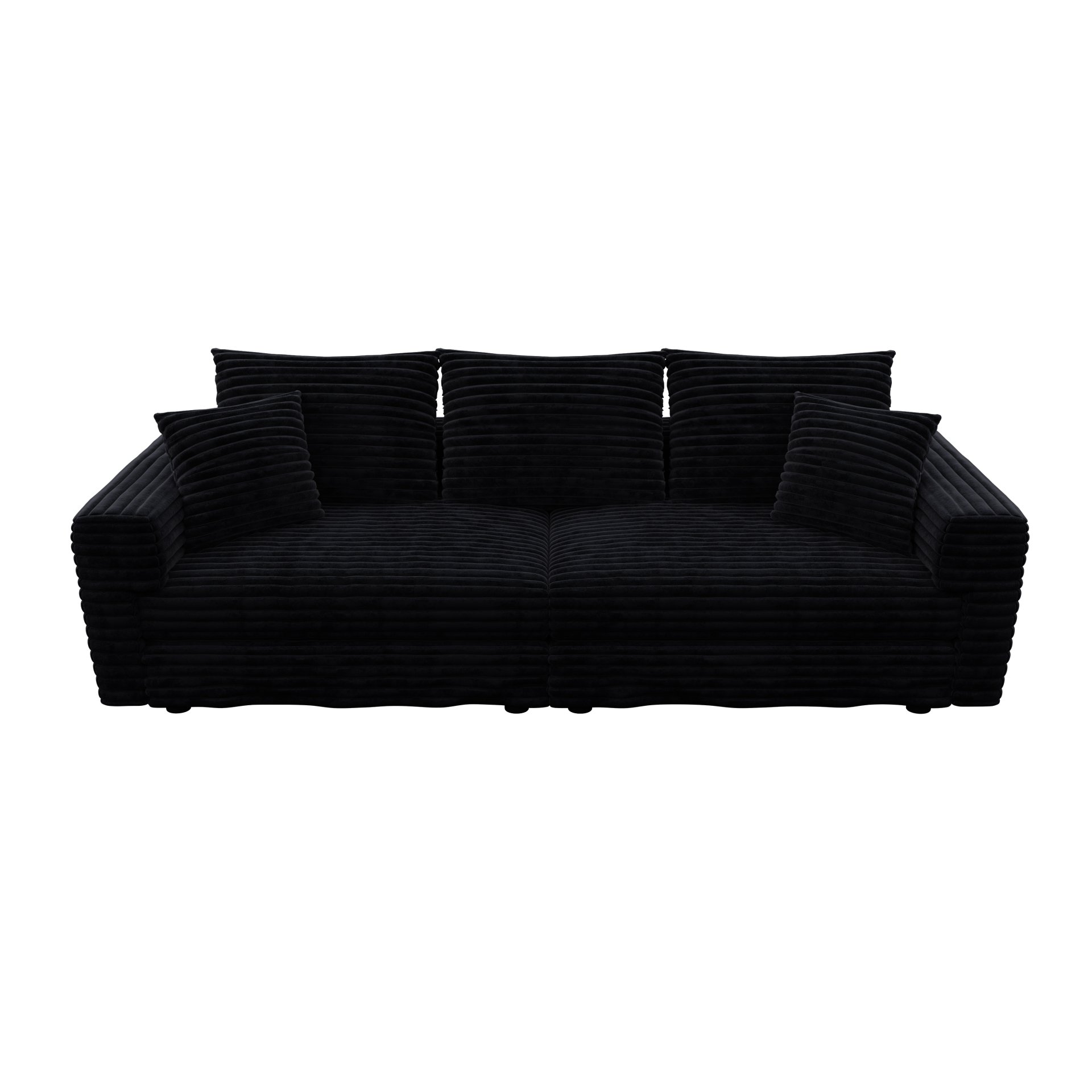 3 Seat Sofa, Deep Seat Couches With Soft Pillows And 1 Ottomans, Convertible Sofa Lounge Chair, For Living Room - Black - Image 11