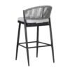 Outdoor Bar Height Metal Frame Counter Stools With Scallop Shaped Backrest & Water Resistant Cushions (Set of 2) - Matte Black - Image 16