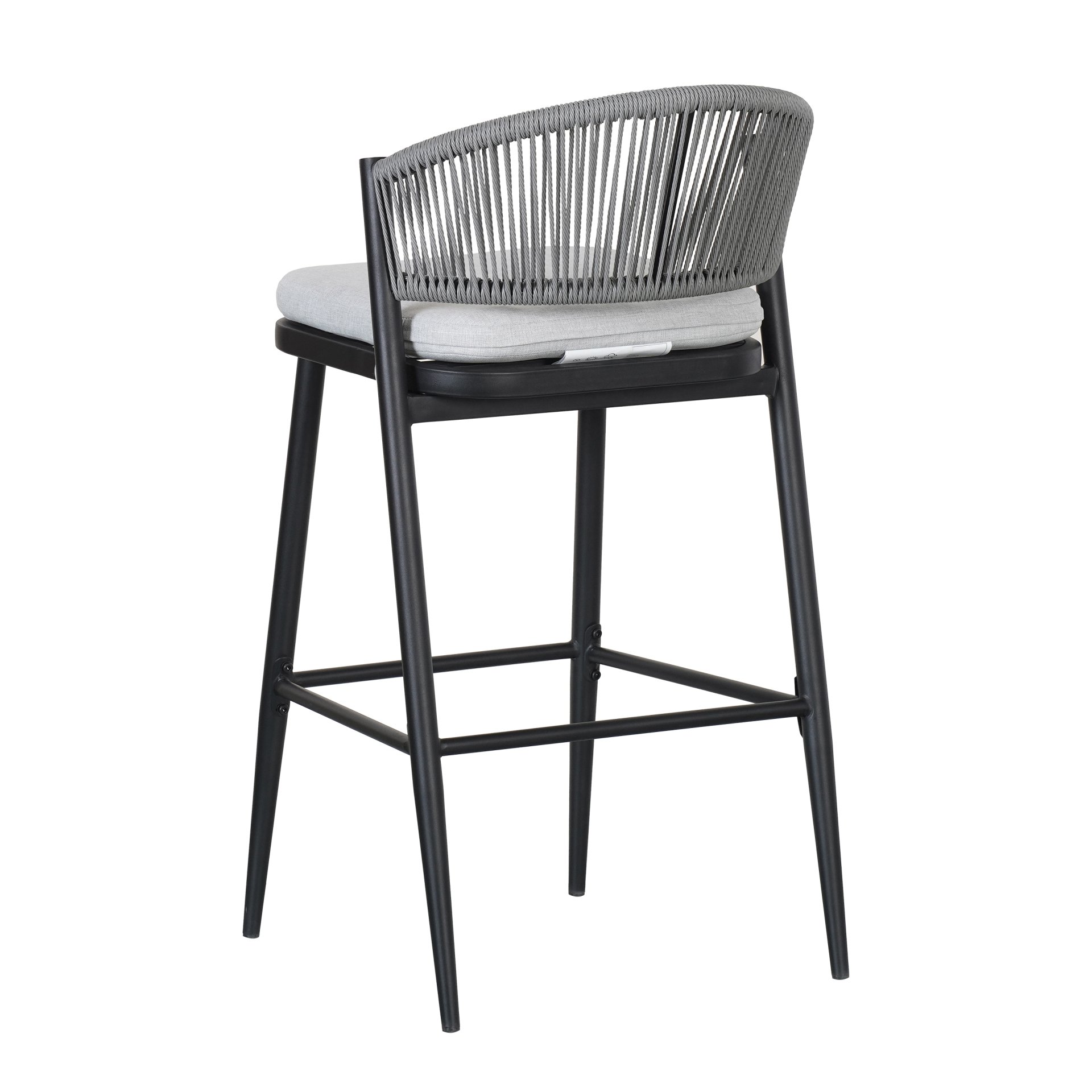 Outdoor Bar Height Metal Frame Counter Stools With Scallop Shaped Backrest & Water Resistant Cushions (Set of 2) - Matte Black - Image 16