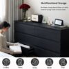 6 Drawer Dresser With Spacious Countertop And Concealed Handles, Storage Cabinet For Bedroom - Black - Image 5