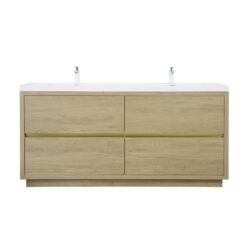 Bathin Freestanding Bathroom Vanity With Double Sinks, Bathroom Storage Vanity Cabinet With Stone Resin Countertop And Soft Close Drawers - Natural Oak