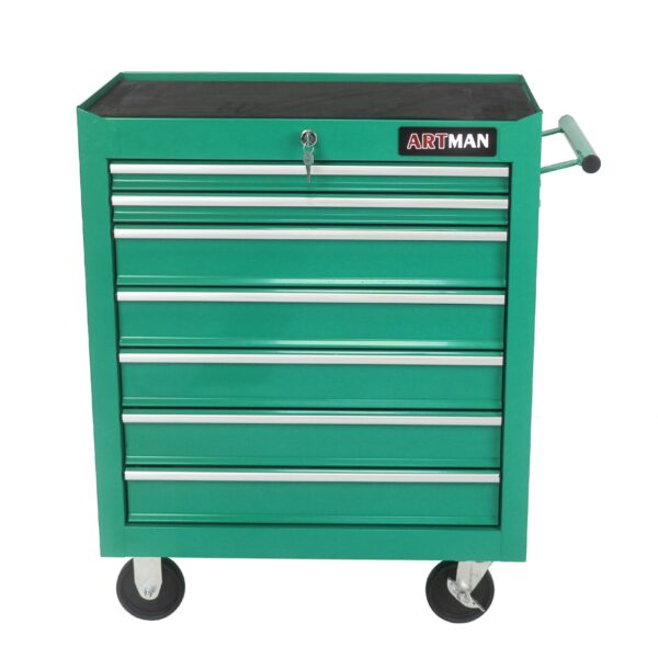 7 Drawers Multifunctional Tool Cart & Wheels - Green