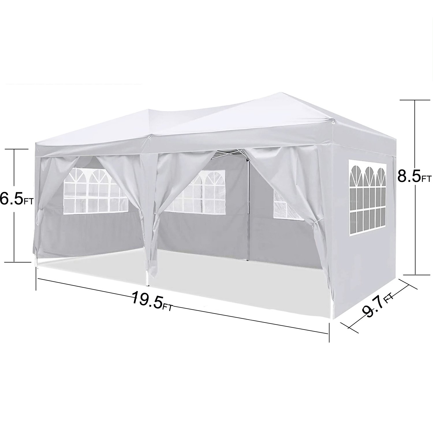 10X20 Ez Pop Up Canopy Outdoor Portable Party Folding Tent With 6 Removable Sidewalls + Carry Bag + 4 Pieces Weight Bag - White - Image 7
