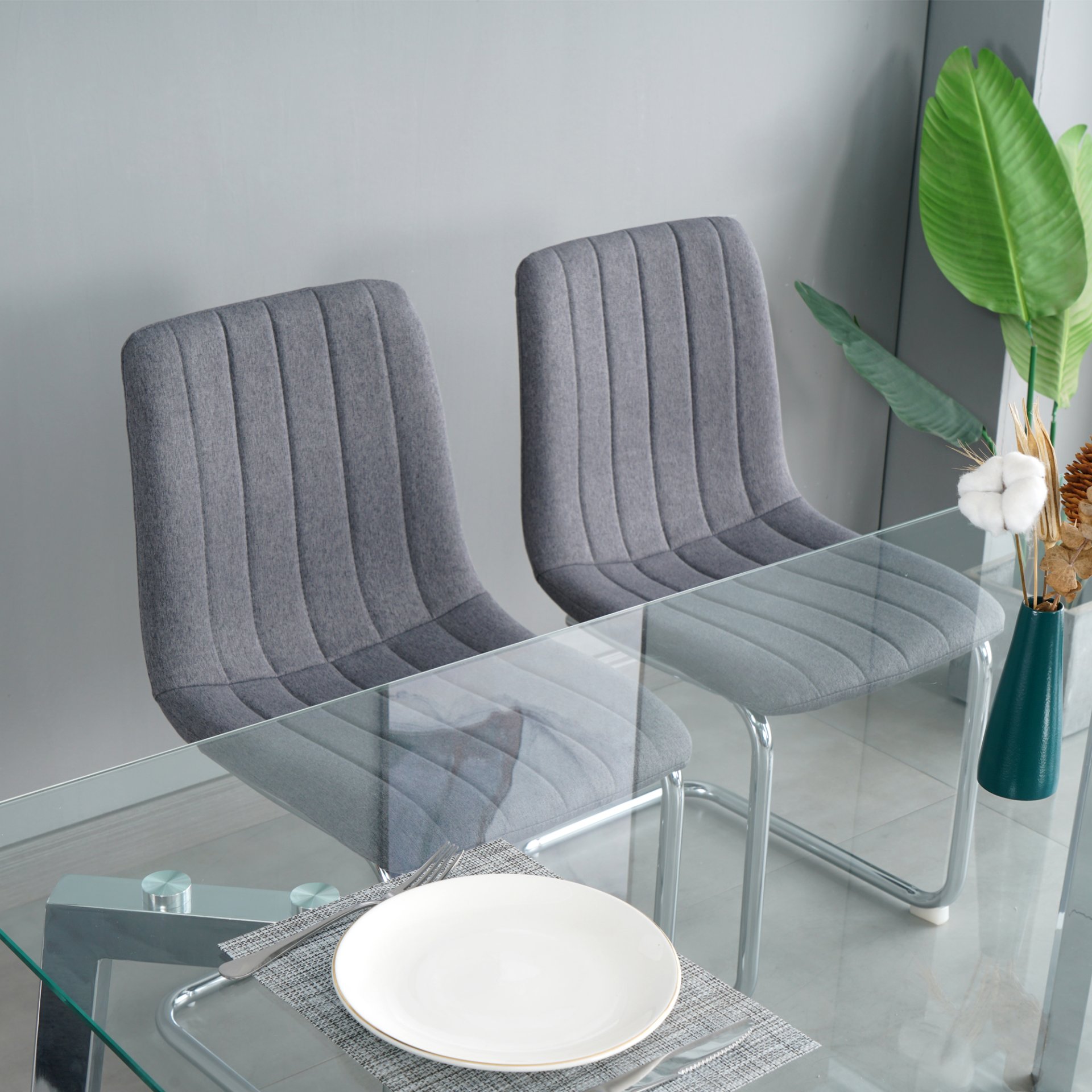 Modern Simple Light Luxury Dining Chair (Set of 4) - Dark Gray - Image 12