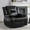 360° Swivel And Rocking Home Theater Recliner Manual Recliner Chair With A Led Light Strip For Living Room - Black - Image 3