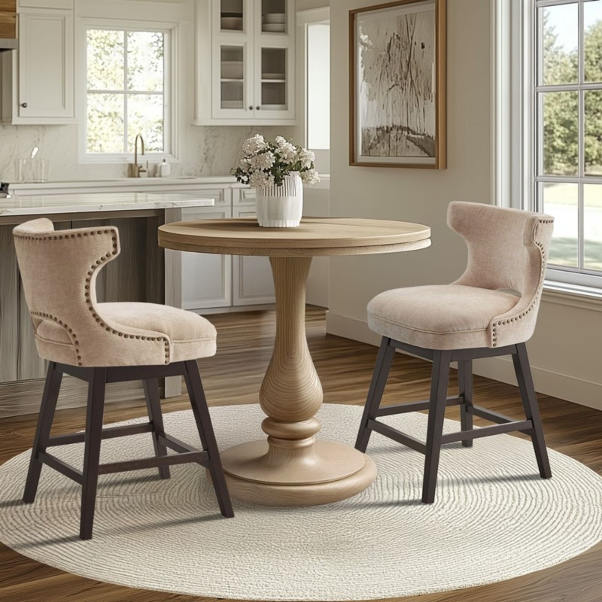 Emmett - Swivel Counter Stool Height - Beige - Image 9