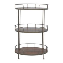 Industrial Round Butler Tray Table - Chestnut