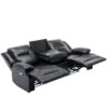 3 Seater Home Theater Recliner Manual Recliner Chair With A Led Light Strip Two Built-In Cup Holders For Living Room - Black - Image 10