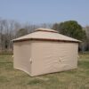 Outdoor Patio Gazebo Canopy Tent With Ventilated Double Roof And Mosquito Net, 13X10 Ft - Khaki - Image 9