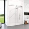 Frameless Single Sliding Shower Door With Bypass Design Clear Tempered Glass - Brushed Nickel - Image 4