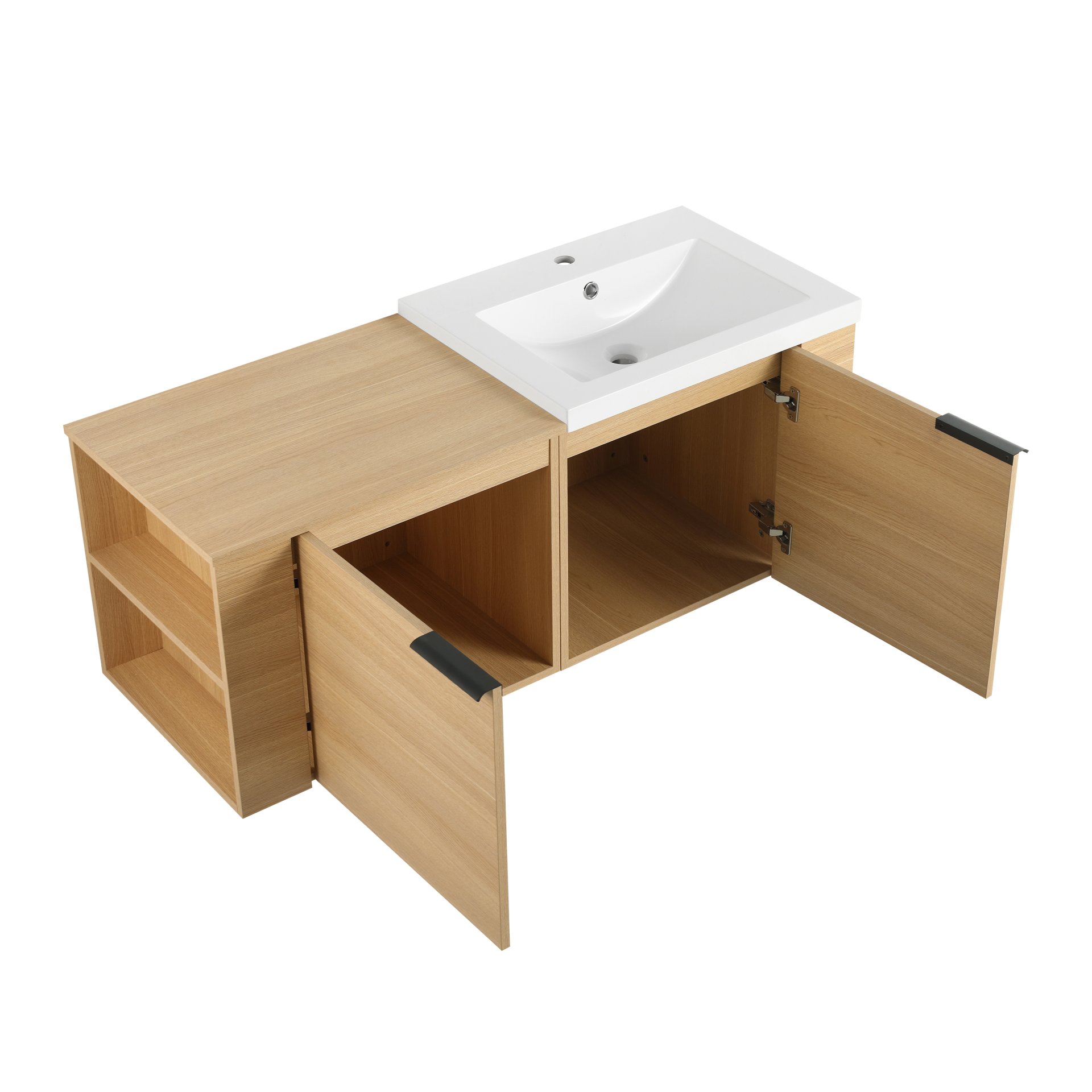 Modern Bathroom Vanity Sink Combo With Ample Storage - Oak - Image 14