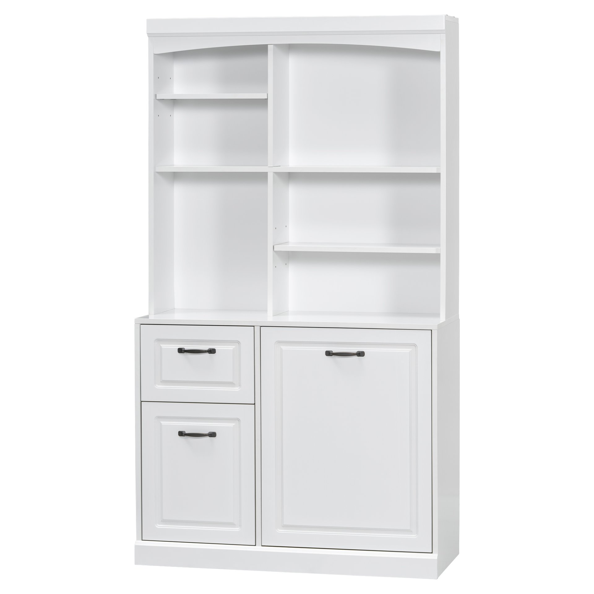 Bathroom Storage Cabinet With Tilt Out Hamper, Tall Free Standing Organizer With Drawers & Adjustable Shelves, Linen Tower With Steel Handles - White - Image 6