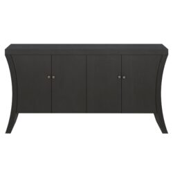 Refined 4 Door Credenza With Arc Legs & Bronze Clasps, Advanced Storage Design - Black