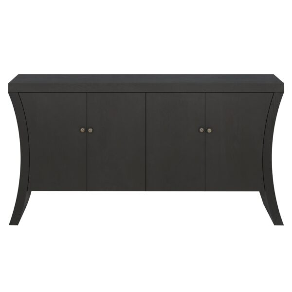 Refined 4 Door Credenza With Arc Legs & Bronze Clasps, Advanced Storage Design - Black