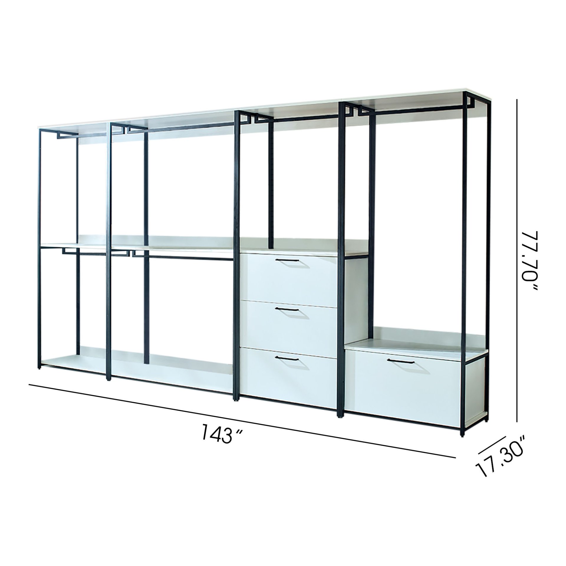 Fiona - Freestanding Walk In Closet System With Metal Frame Durable Storage Solution Melamine - White - Image 3