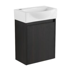 Modern 16" Bathroom Vanity Sink Combo With Ceramic Sink And Cabinet For Small Spaces - Black