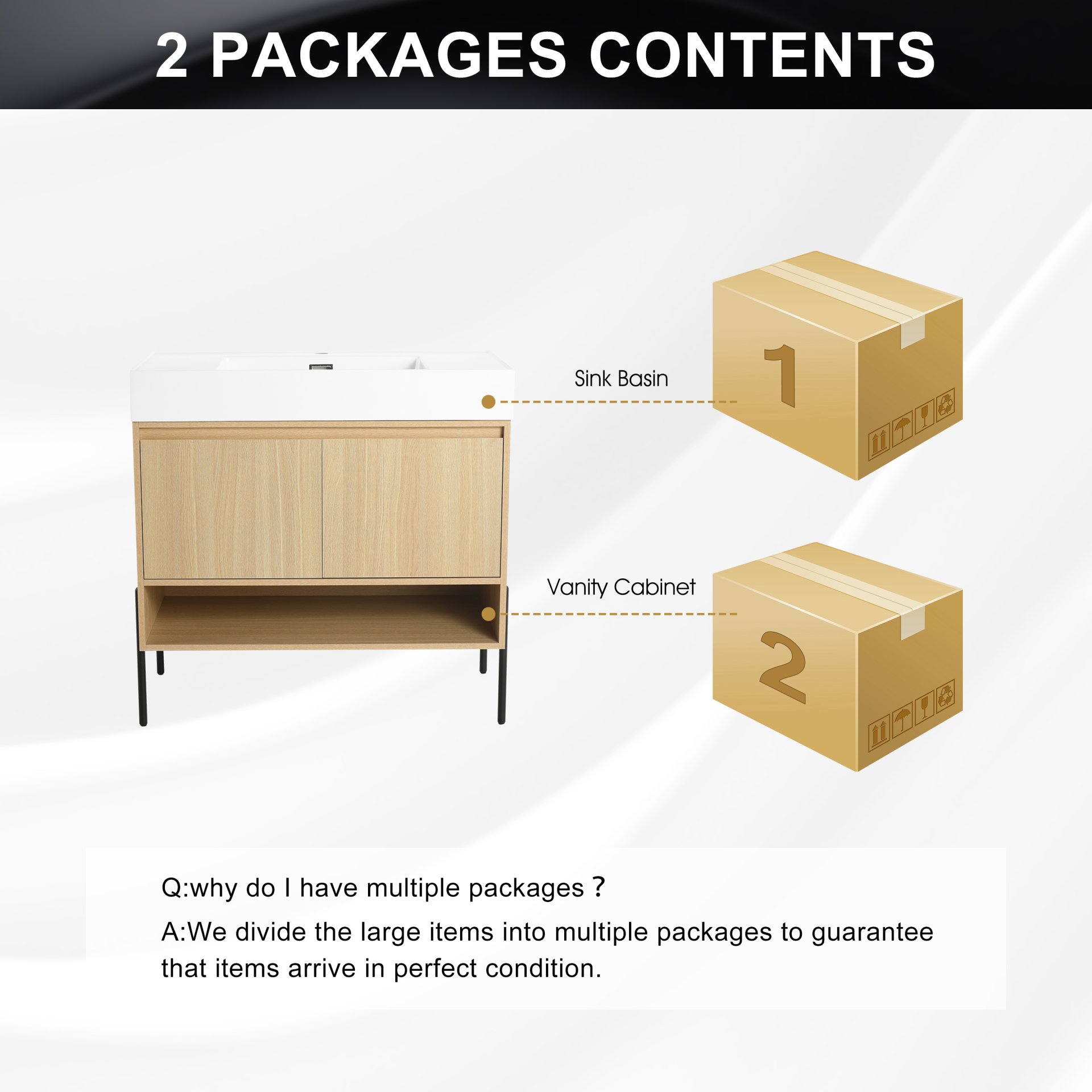 Modern 36" Bathroom Vanity Combo With Single Resin Sink And Storage Cabinet - Oak - Image 7