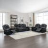3 Pieces Recliner Sofa Sets Home Theater Seating Manual Recliner Chair With Center Console And Led Light Strip For Living Room - Black - Image 11