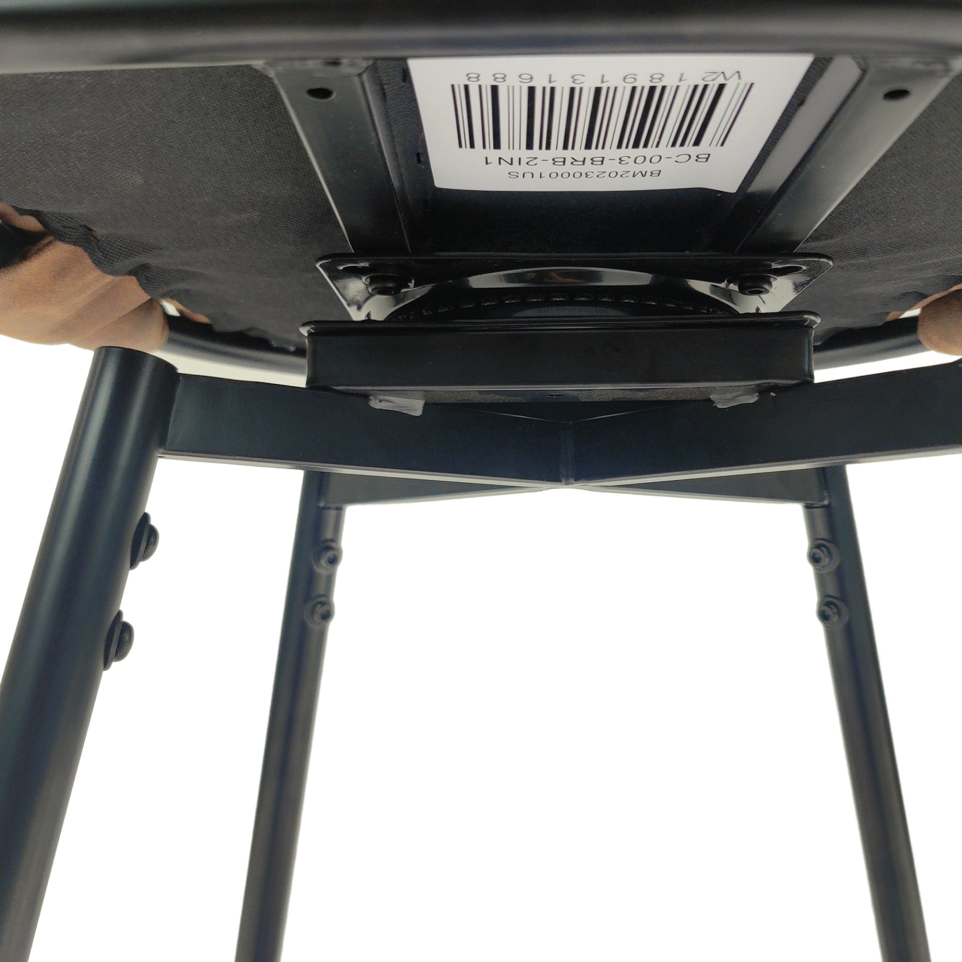 Technical Leather Woven Bar Stool (Set of 2), 360 Swivel Bar Stools With Back And Footrest - Light Brown - Image 16