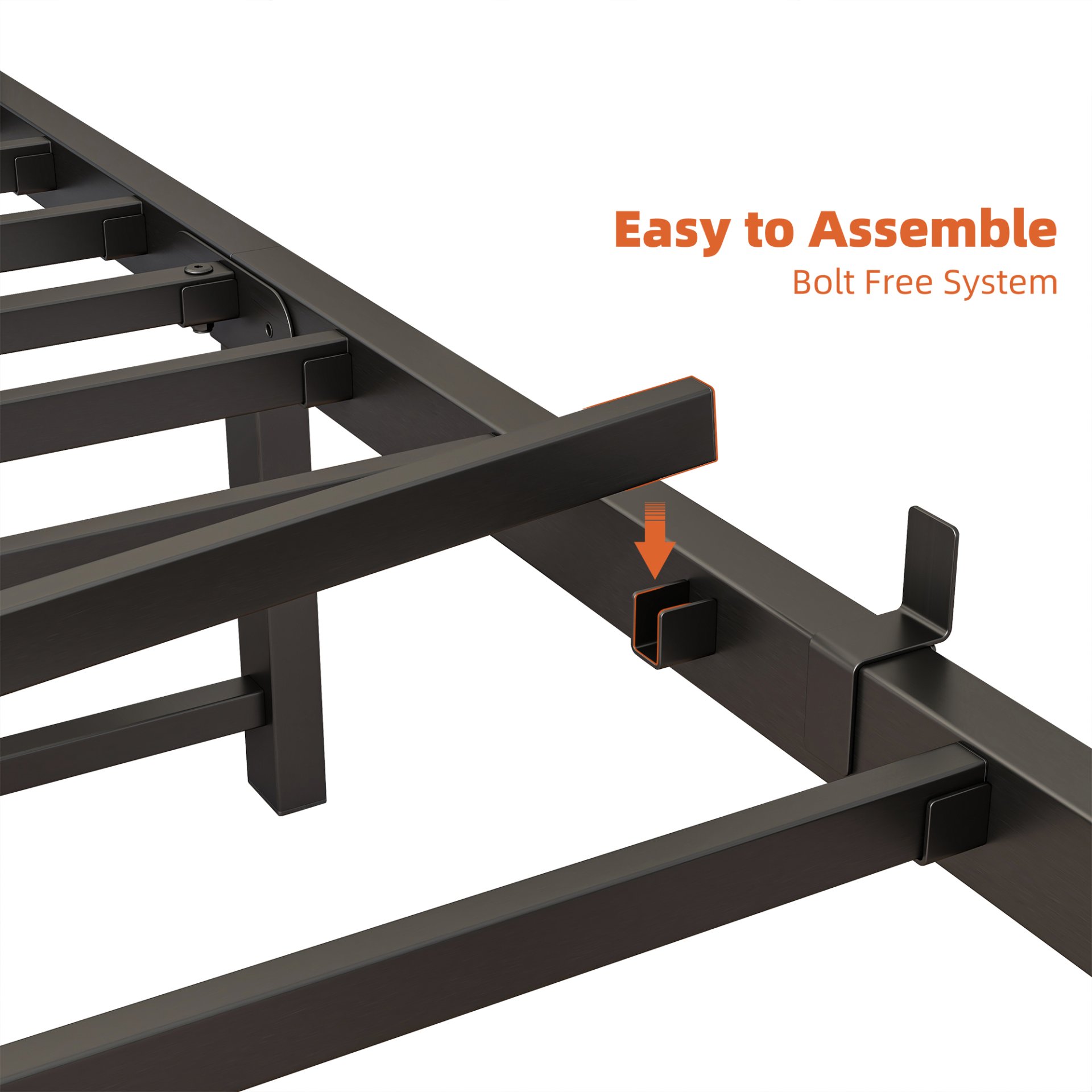 Modern Twin Size Metal Platform Bed Frame With Storage Headboard And Charging Station - Brown - Image 9