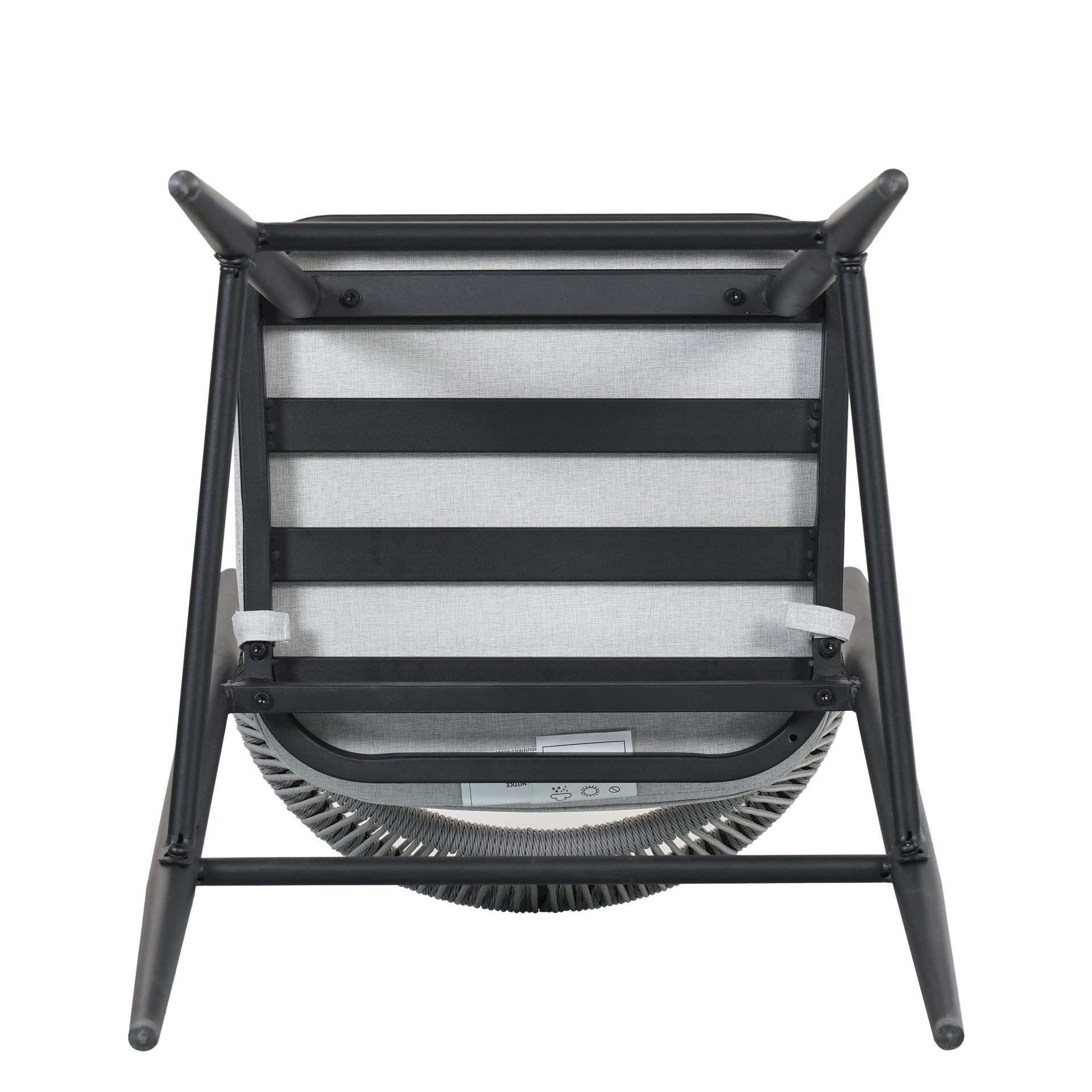 Outdoor Bar Height Metal Frame Counter Stools With Scallop Shaped Backrest & Water Resistant Cushions (Set of 2) - Matte Black - Image 11