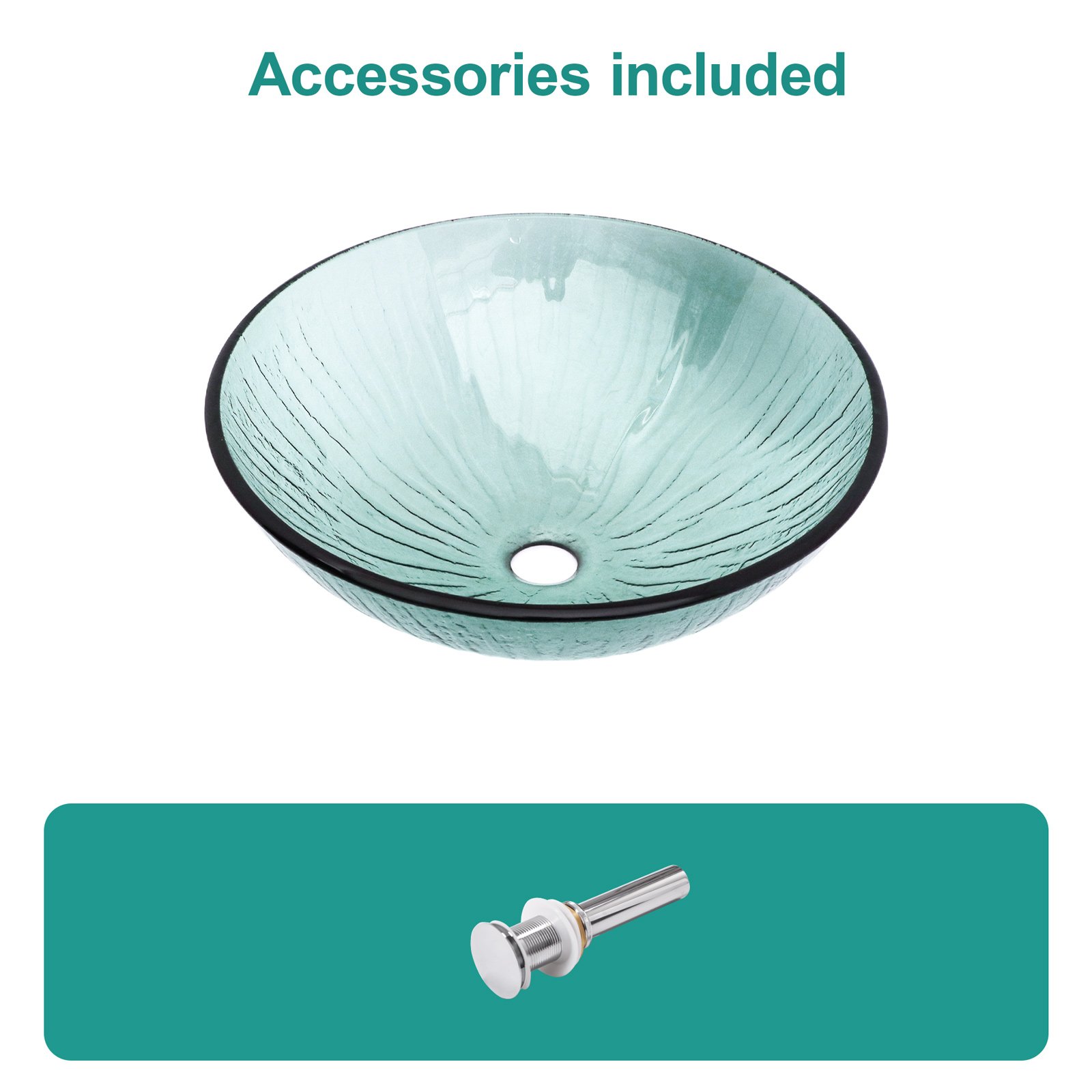 Vessel Sink With Trim, Round Bowl, Pop Up Drain (No Faucet) - Green - Image 5