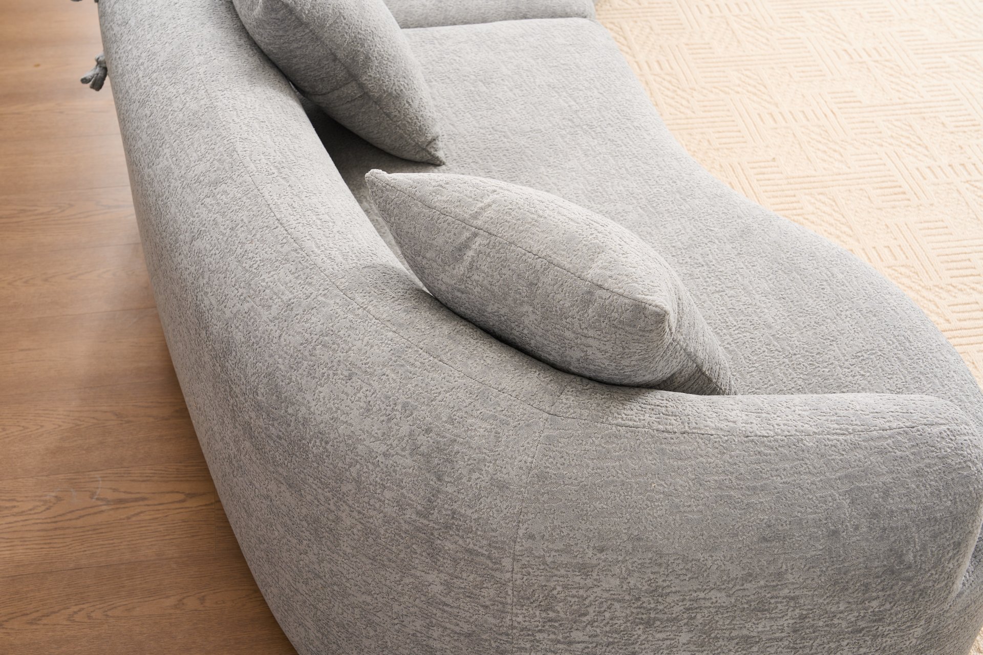 4 Seater Sofa With Chenille Fabric, 30D, 60 Hardness Full Sponge, 4 Pillow For Living Room, Home Furniture Sleeper Sectional Sofa For Apartment - Gray - Image 30
